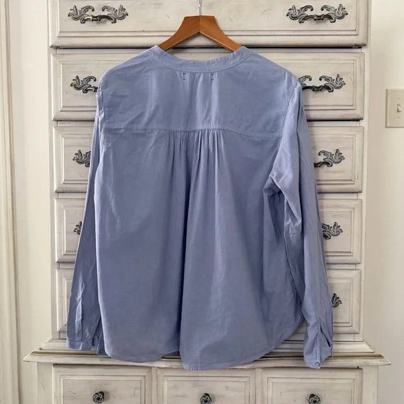 Xirena Blue Cotton Popover Shirt - Picture 2 of 4